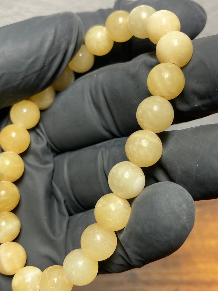 Pulsera Jade Amarillo 8mm (Hilo elástico)