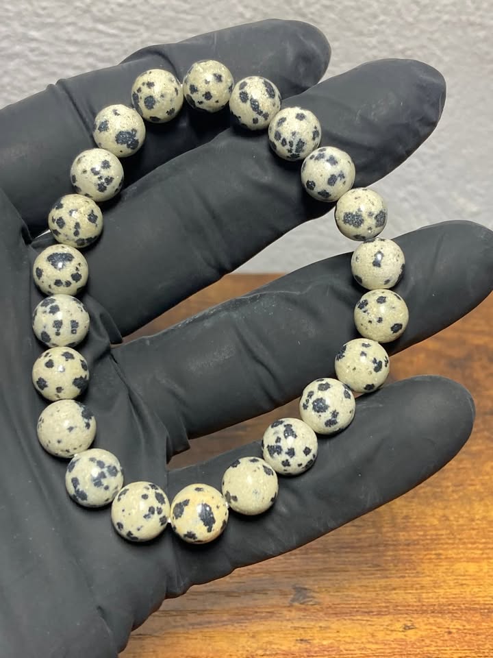 Pulsera Jaspe Dálmata 8mm (Hilo elástico)