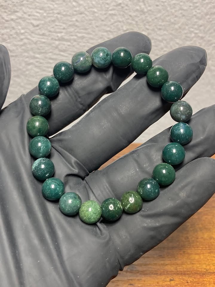 Pulsera Ágata Musgo 8mm (Hilo elástico)