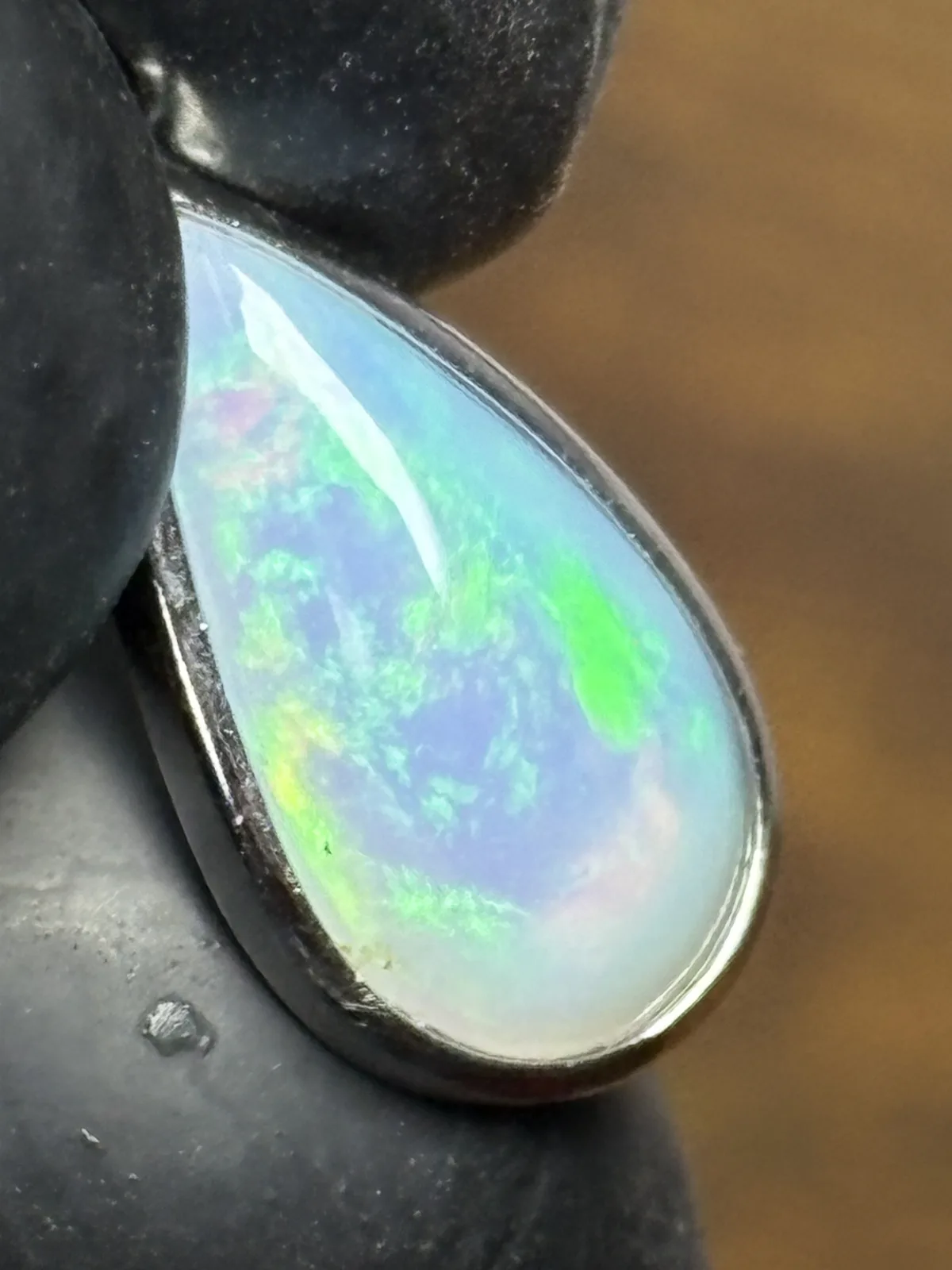 Dije de Ópalo Precioso Natural en Gota | Montado en Plata