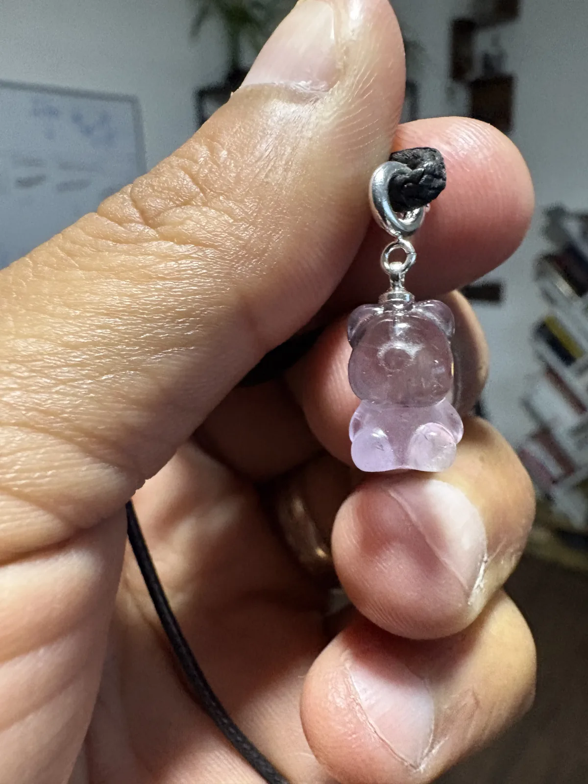 Collar Dije Oso de Amatista con Argolla de Plata