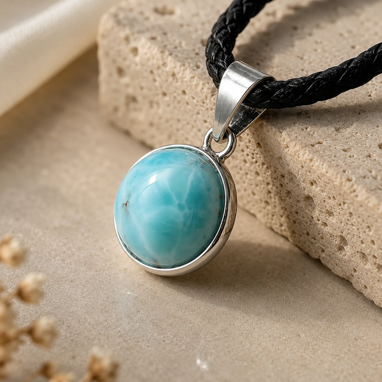 Dije Larimar Montado En Plata