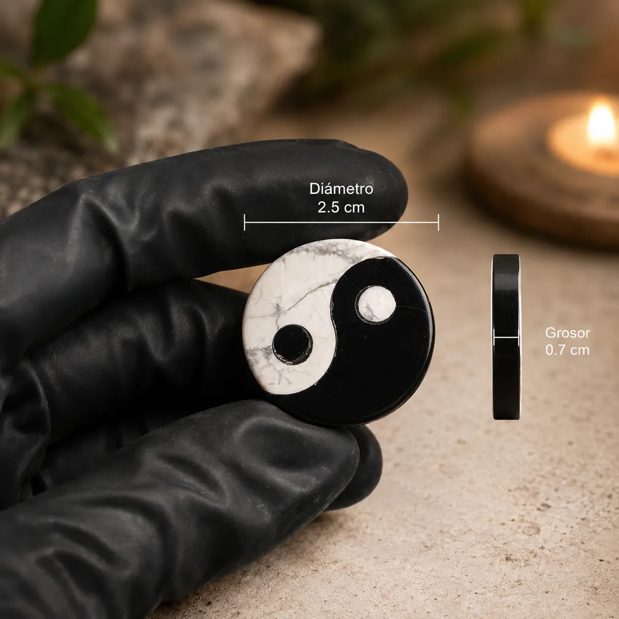 Moneda Yin Yang de Obsidiana y Howlita